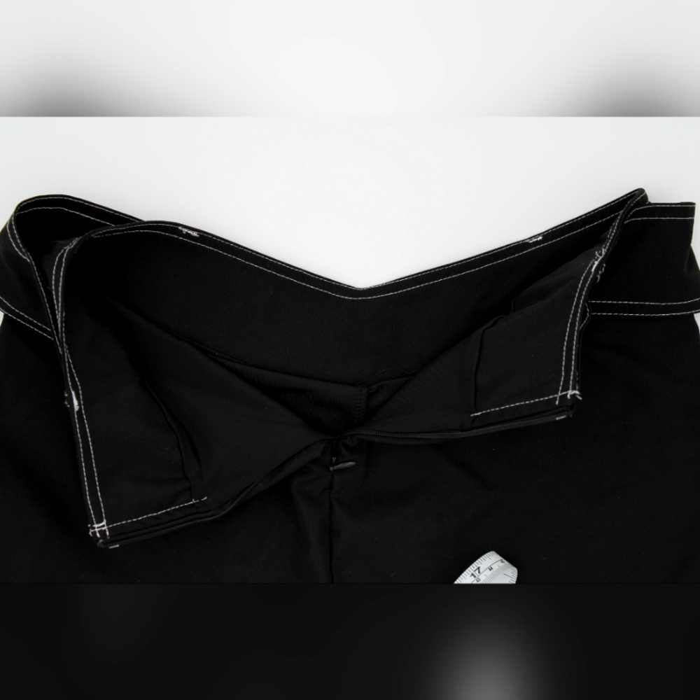 Black Criss-Cross V-Cut Mini Skirt w/ Built-In Shorts (XS, Shein) - Picture 3 of 4